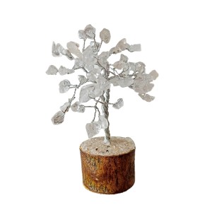 Clear Quartz Gem Tree on Wooden Base 200 Beads